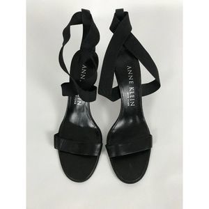 Anne Klein Womens Stiletto Sandal Black Strappy Heels Italy Size 8.5